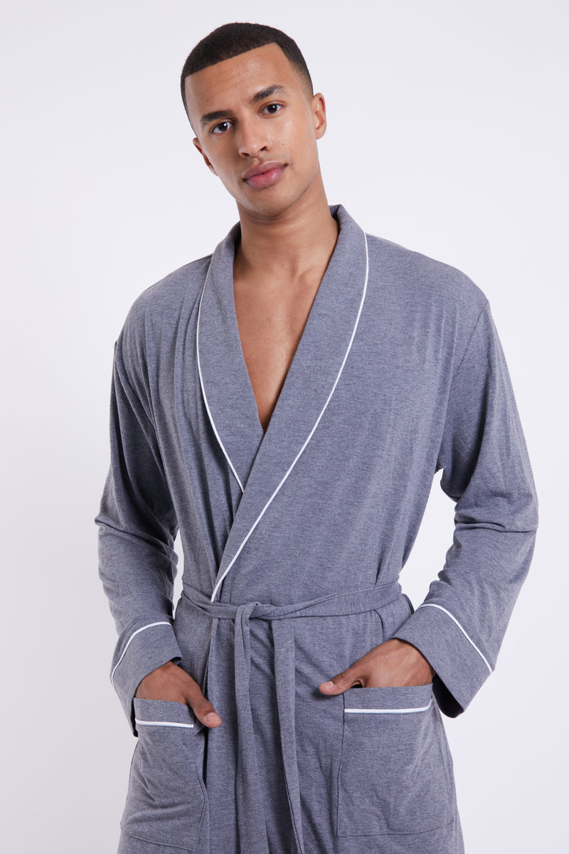 Personalised Mens Jersey Robe Grey HA Designs LTD