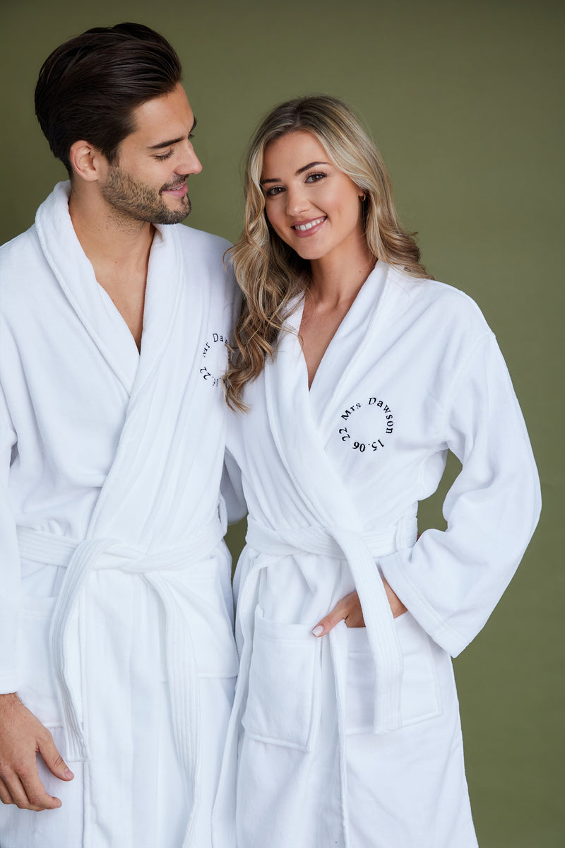Personalised Luxury Cotton Bathrobe With Circular Embroidery Unisex