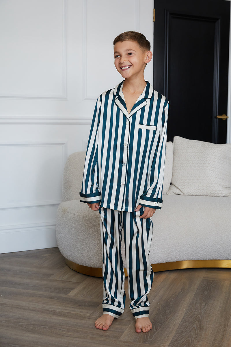 Personalised Christmas Children's Satin Stripe Long Sleeve Pyjama Set ...