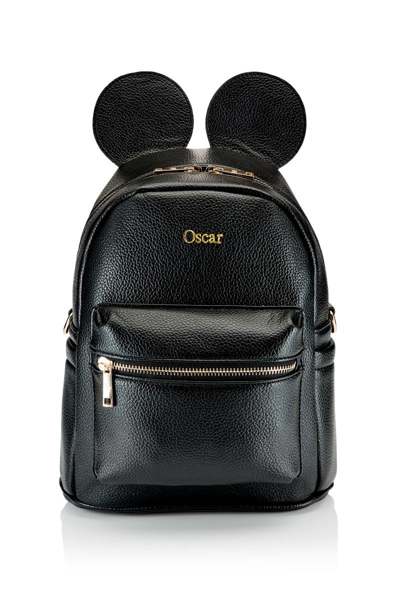 Personalised Large Ears Backpack Bag - Black with Gold Hardware – HA ...